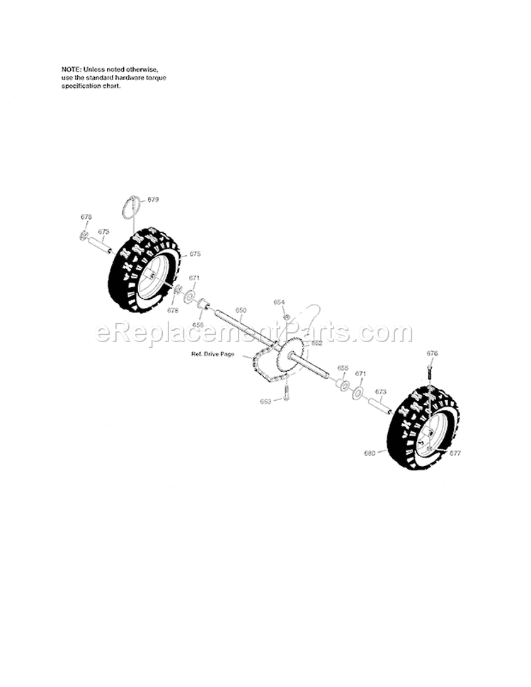Wheels Diagram and Parts List for C950529430  Craftsman Snow Blower
