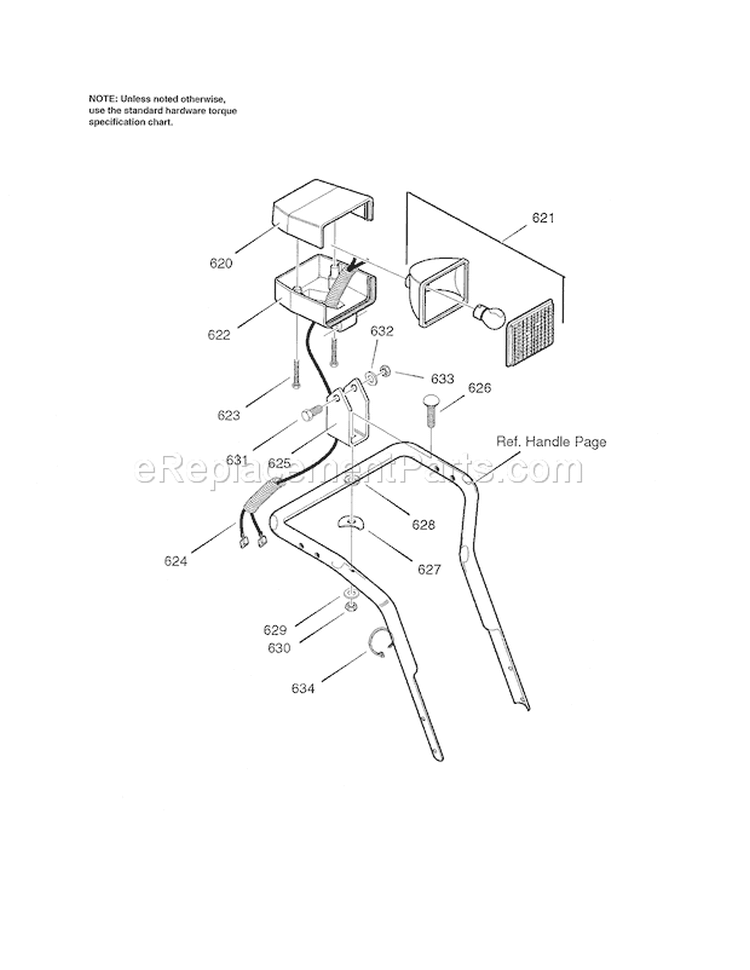 Headlight Diagram and Parts List for C950529430  Craftsman Snow Blower
