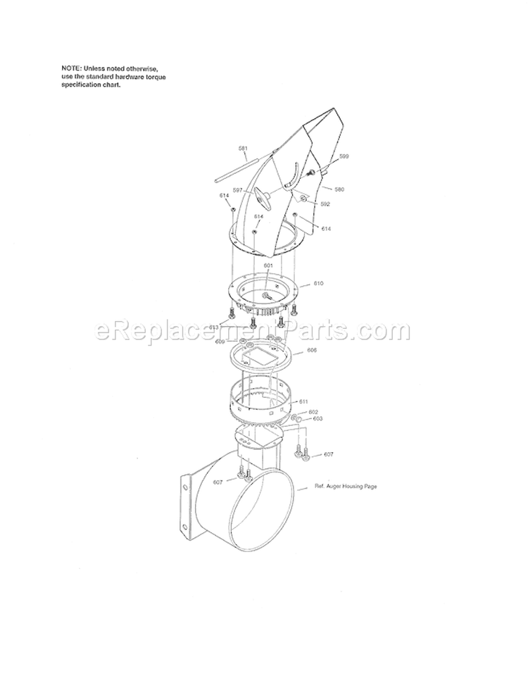 Discharge Chute Diagram and Parts List for C950529430  Craftsman Snow Blower