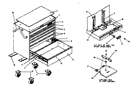 Cabinet Parts Diagram and Parts List for 706619930  Craftsman Tool Stand & Cart