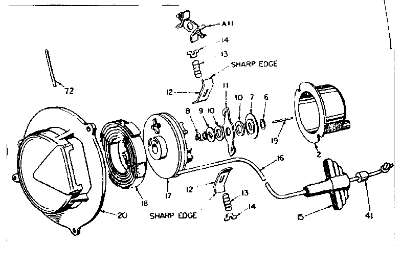 Rewind Starter #590309 Diagram and Parts List for 91760024  Craftsman Chainsaw
