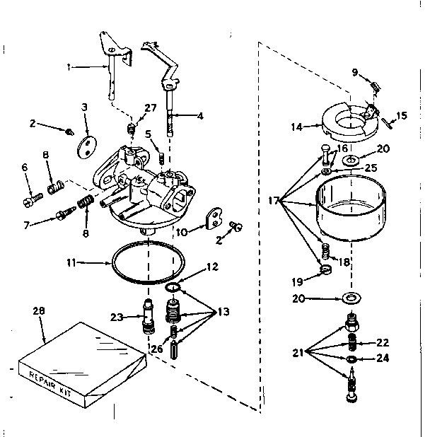 Carburetor No. 631226 Diagram and Parts List for 143569052  Craftsman Engine