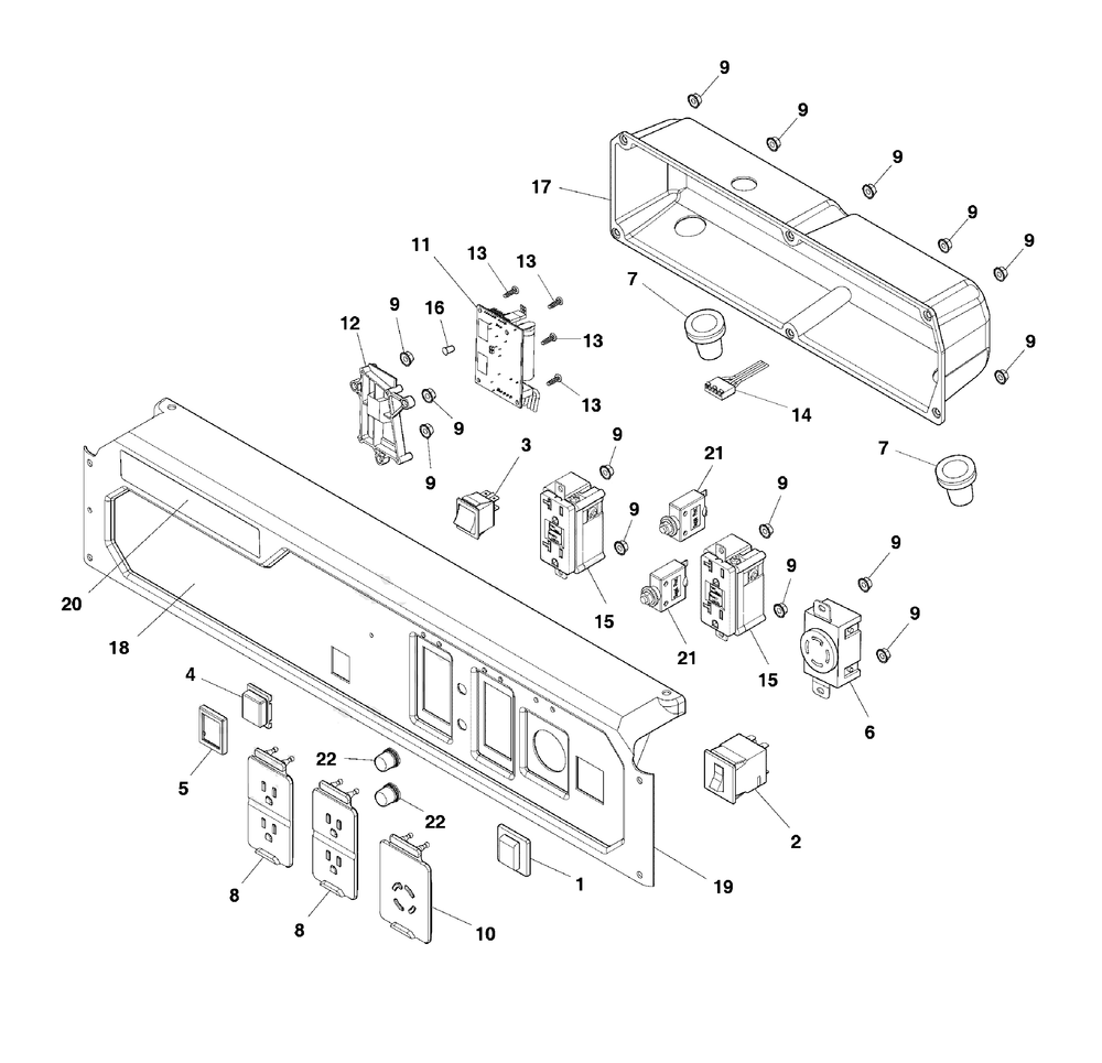 Control panel Diagram and Parts List for CMXGGAS030790  Craftsman Generator