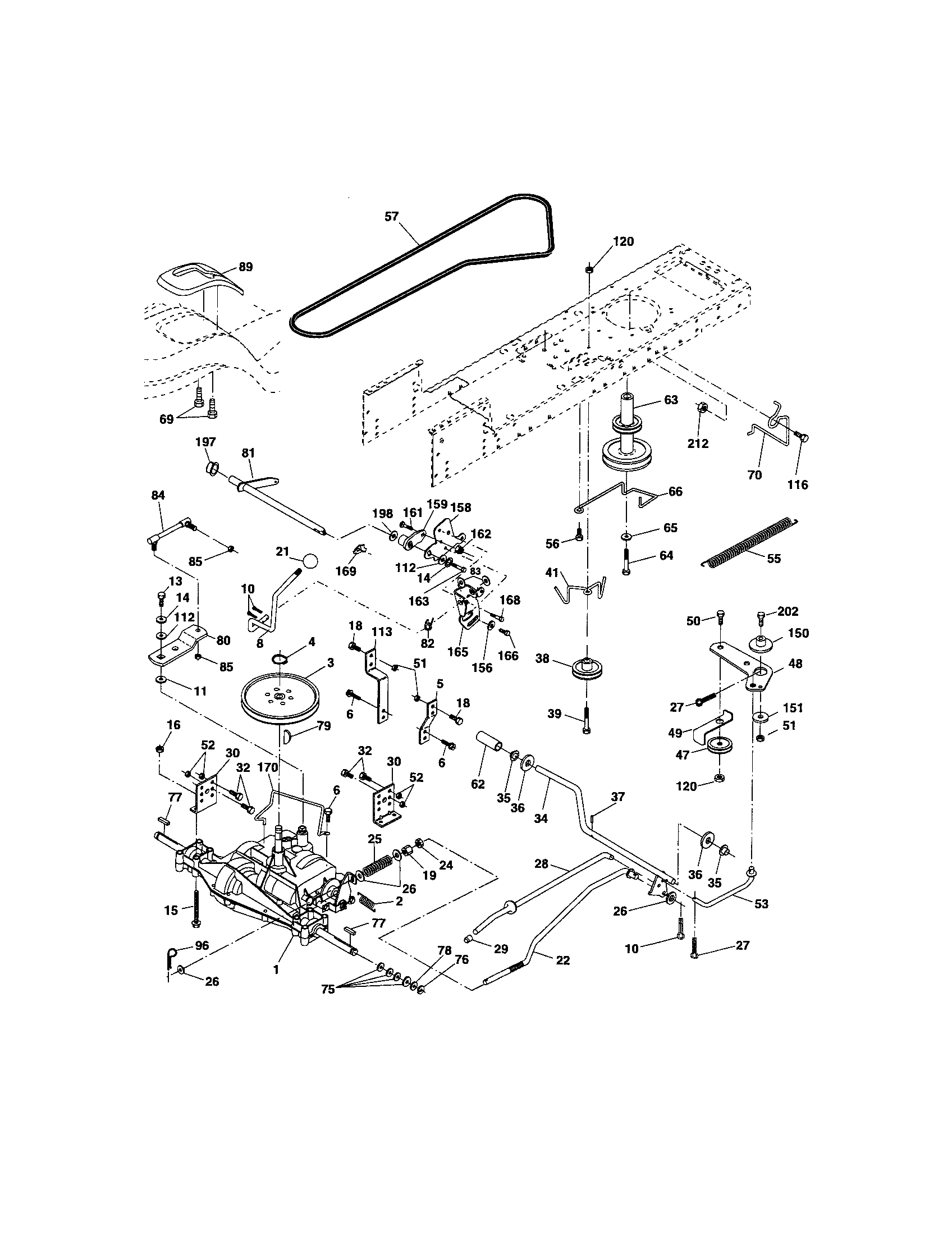 Ground Drive Diagram and Parts List for 917287013  Craftsman Lawn Tractor