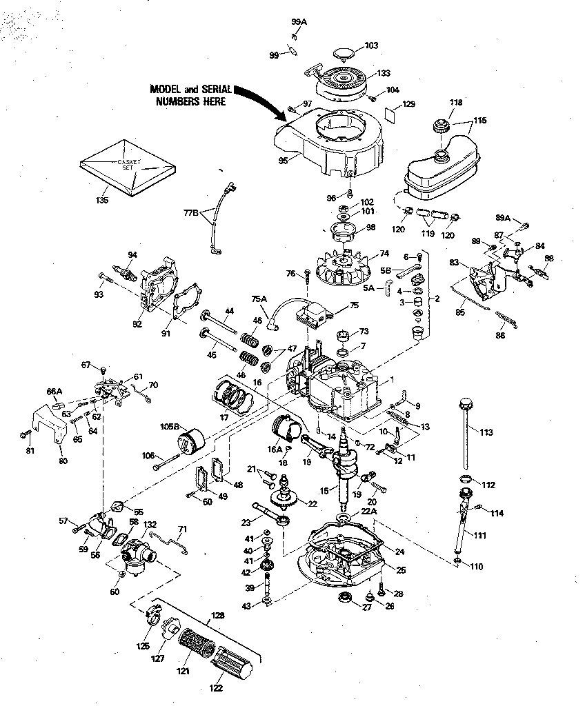 Replacement Parts Diagram and Parts List for 143394302  Craftsman Engine