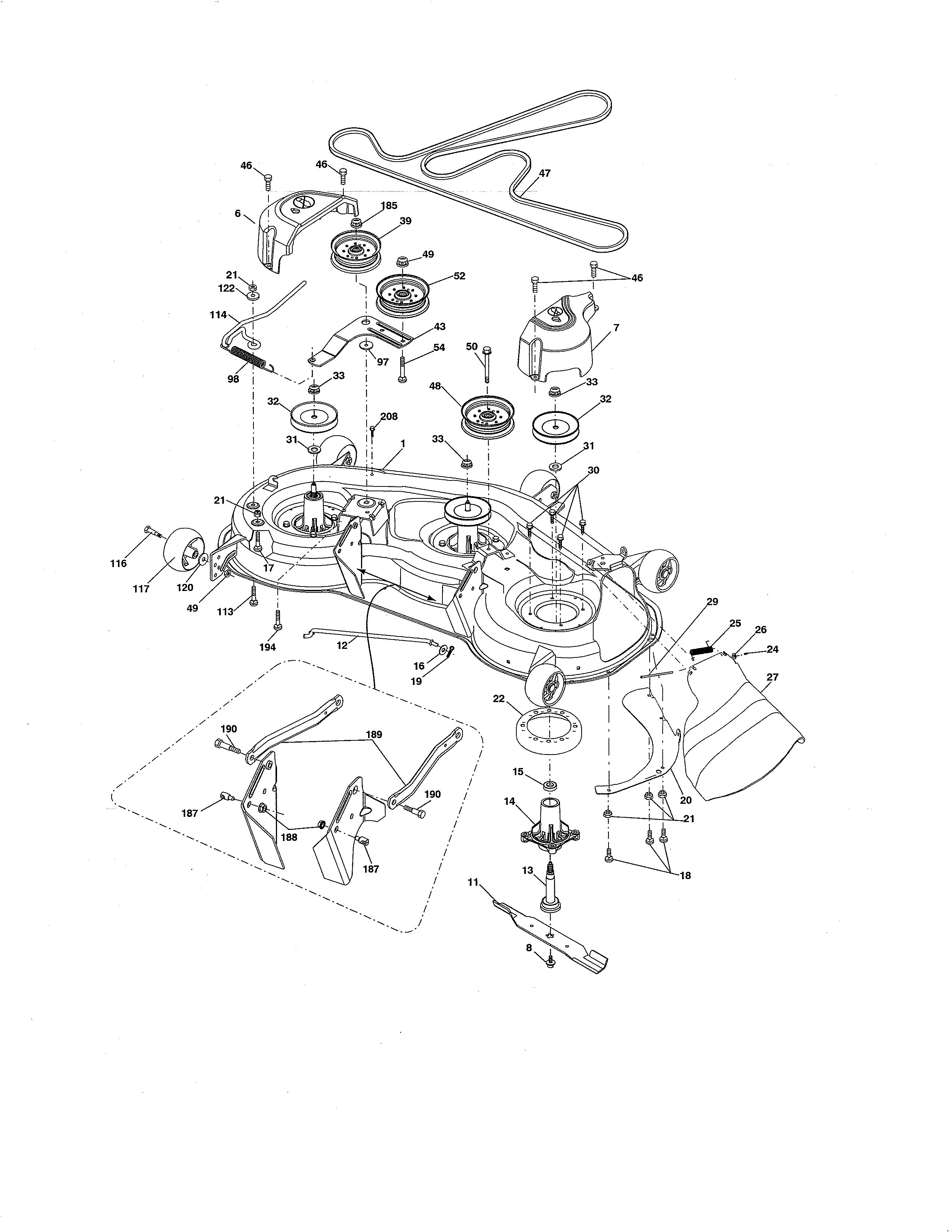Mower Deck Diagram and Parts List for 917286420  Craftsman Lawn Tractor