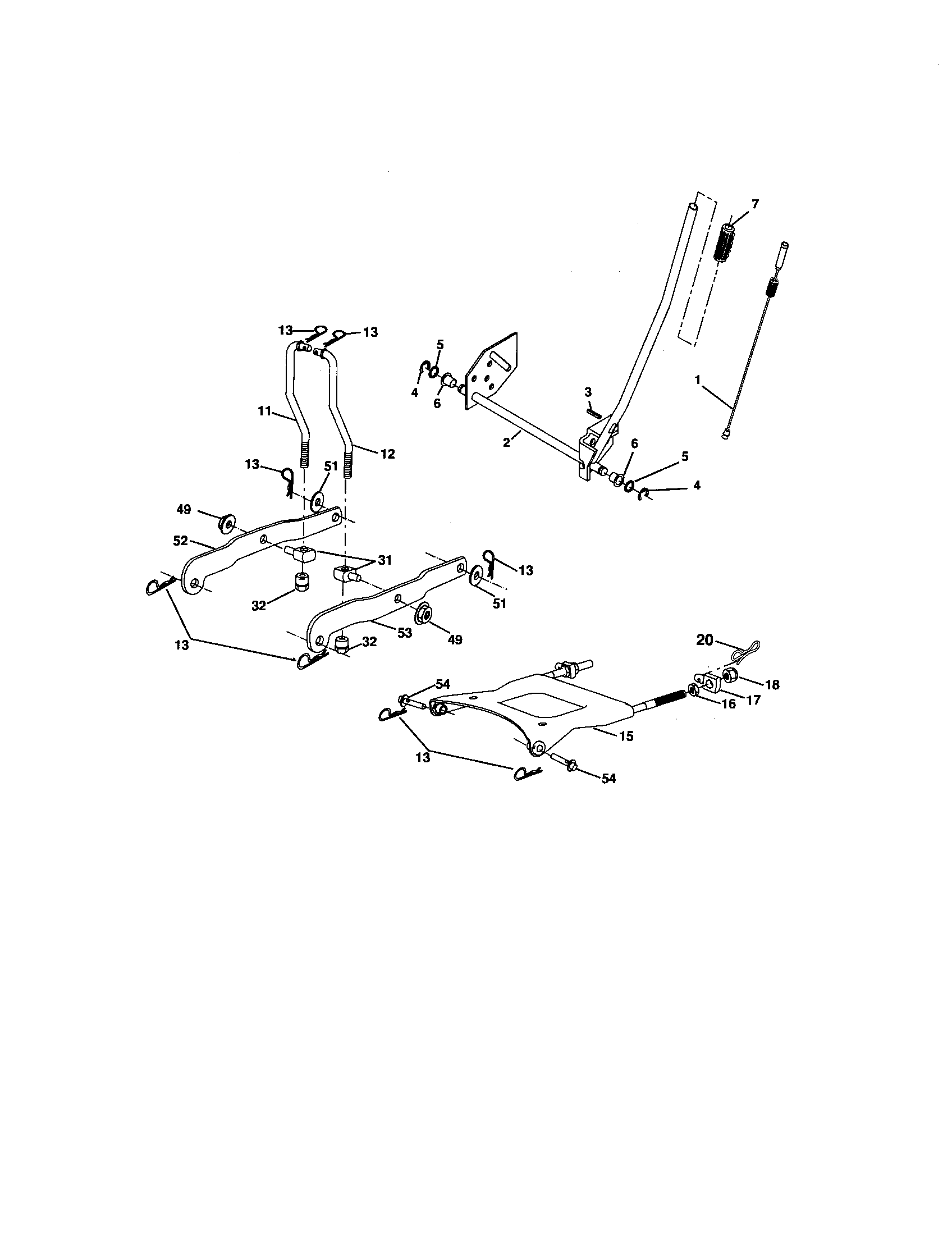Lift Assembly Diagram and Parts List for 917275902  Craftsman Lawn Tractor