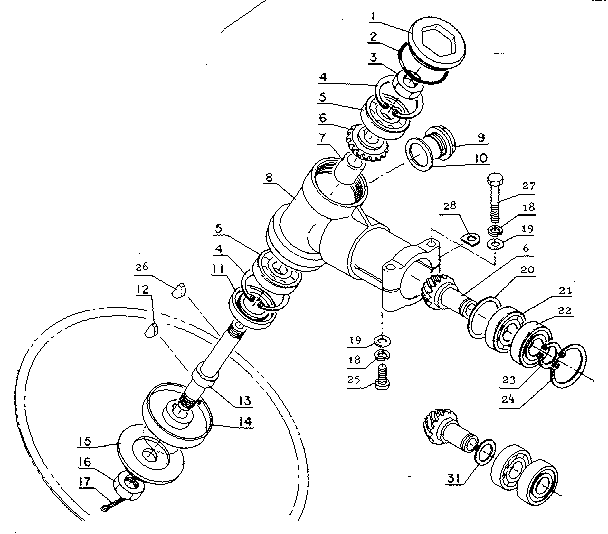 Gear Case Assembly Diagram and Parts List for 271281611  Craftsman Trimmer