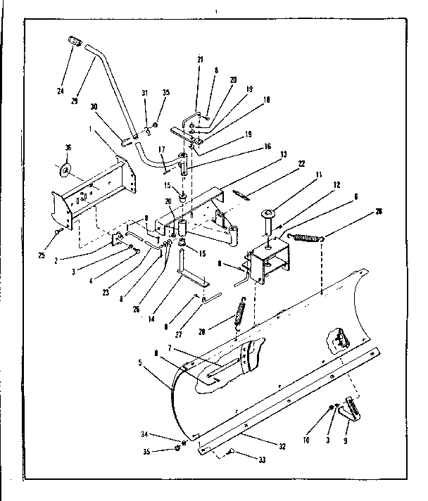 42" Snow Blade Kit Diagram and Parts List for 53681360  Craftsman Lawn Mower