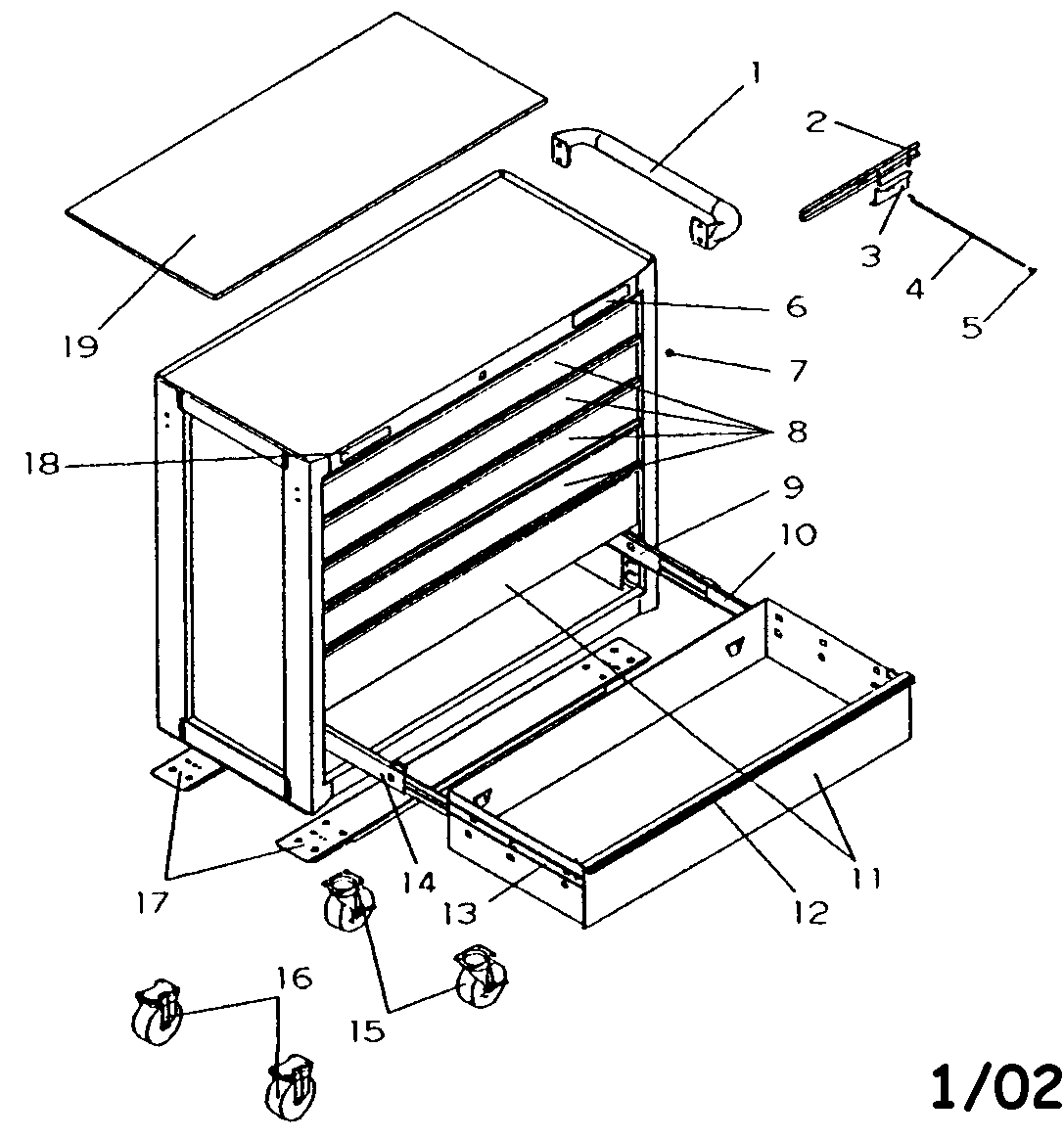 Tool Chest Diagram and Parts List for 706596260  Craftsman Tool Stand & Cart