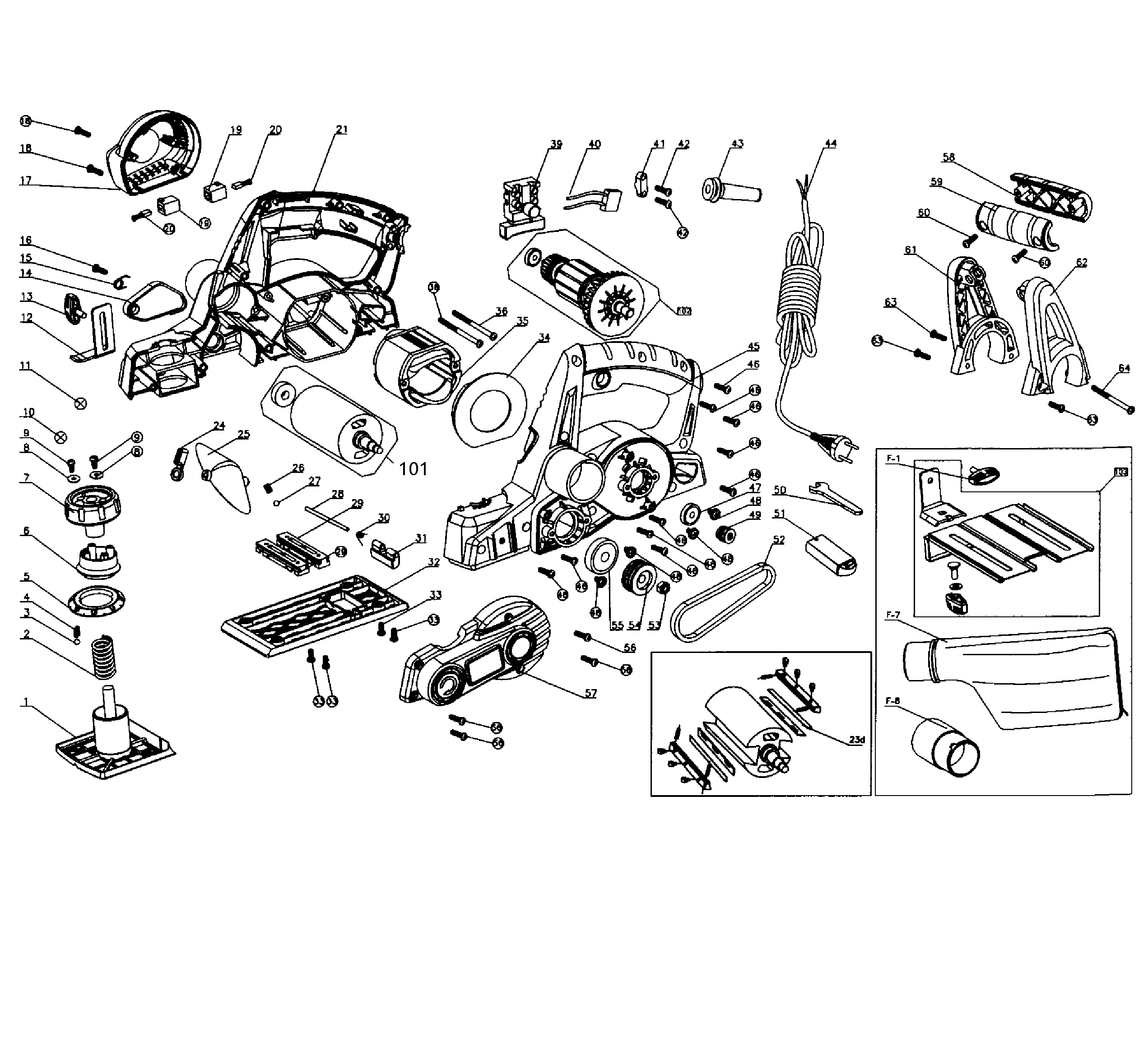 Planer Parts Diagram and Parts List for 32012756  Craftsman Planer Jointer