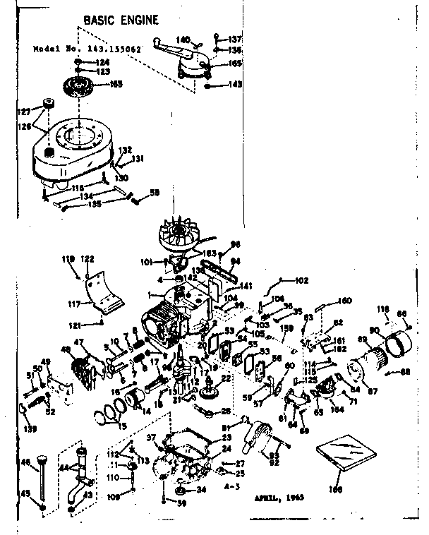 Basic Engine Diagram and Parts List for 143155062  Craftsman Engine