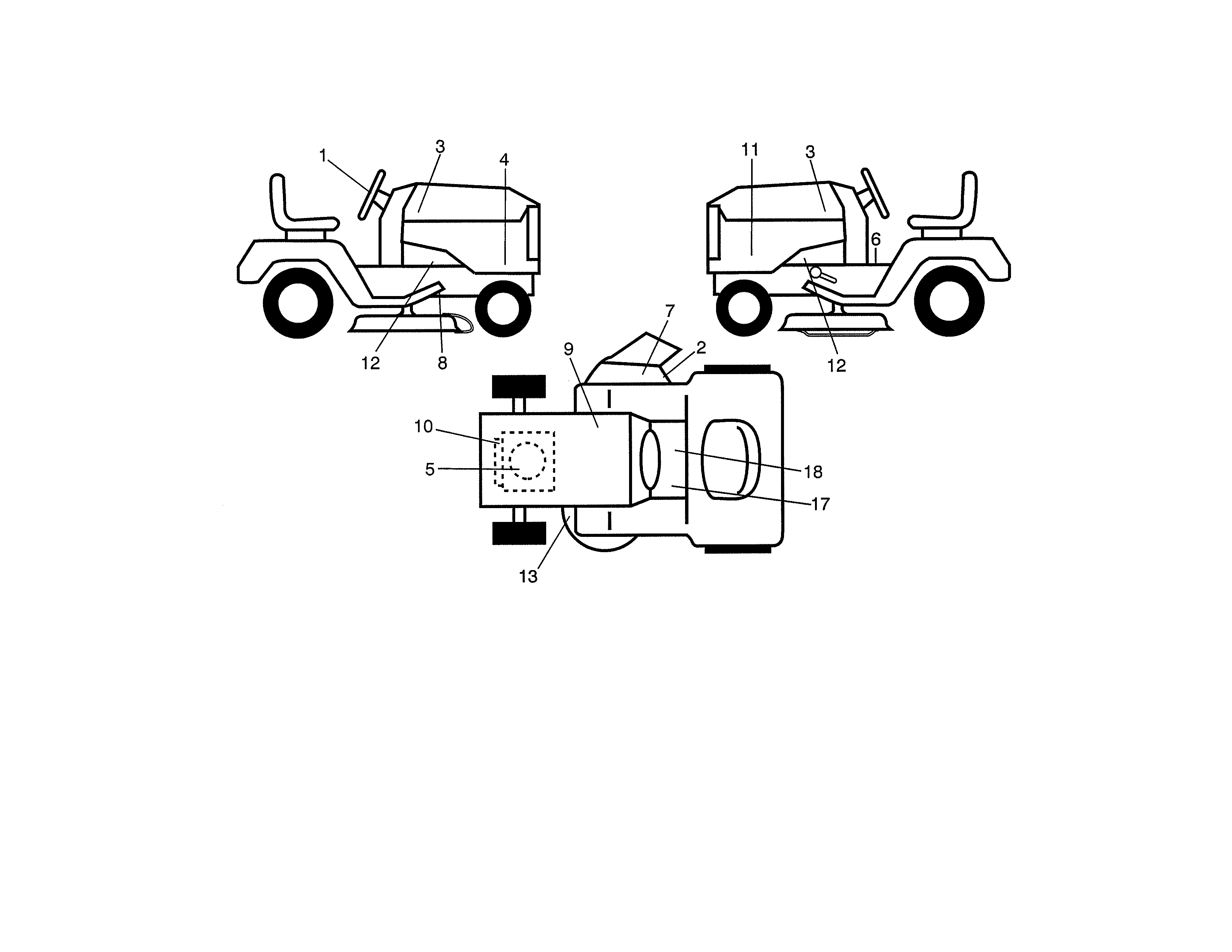 Decals Diagram and Parts List for 917990040  Craftsman Lawn Tractor