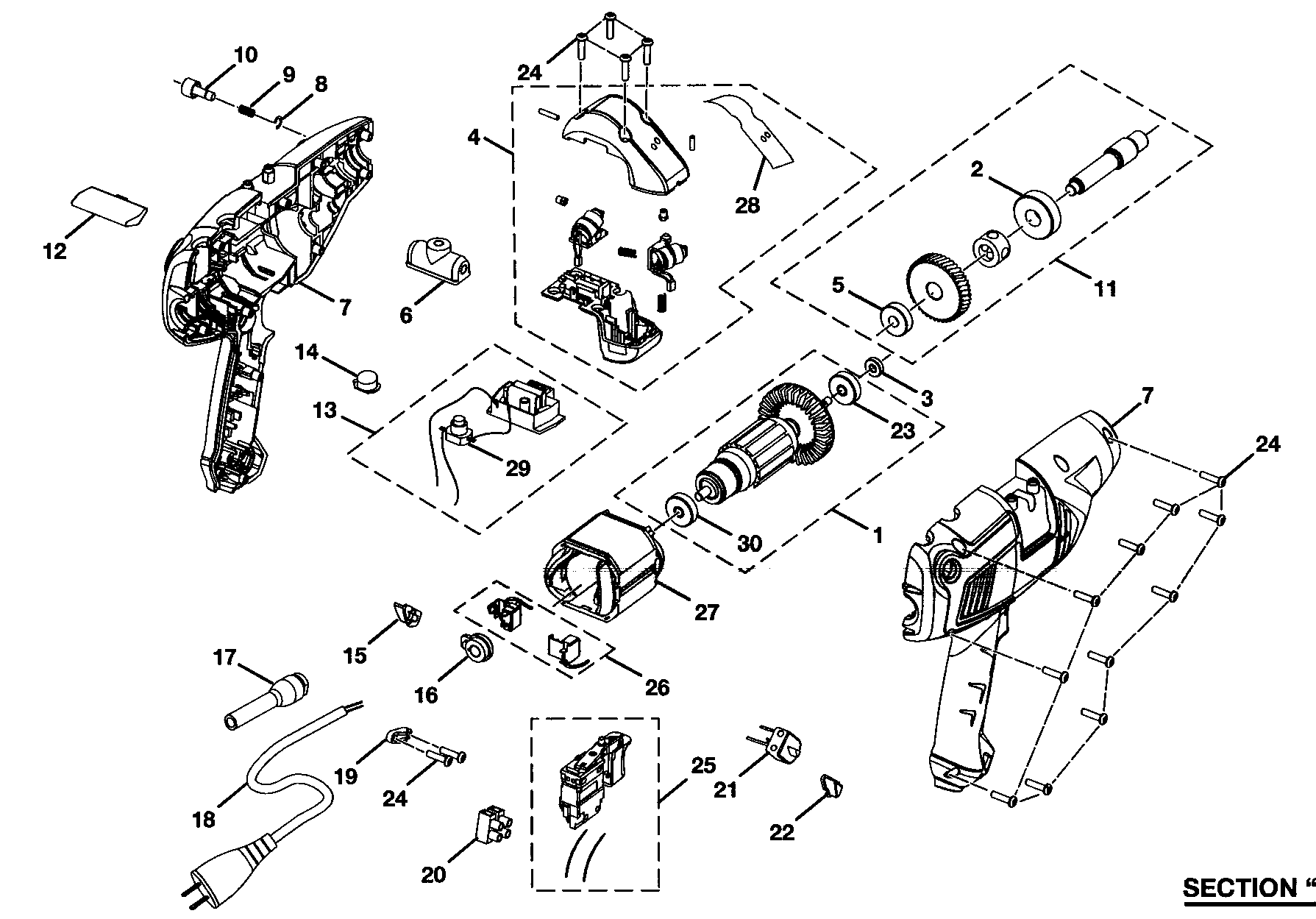 Housing Assy Diagram and Parts List for 315262521  Craftsman Boring Machine