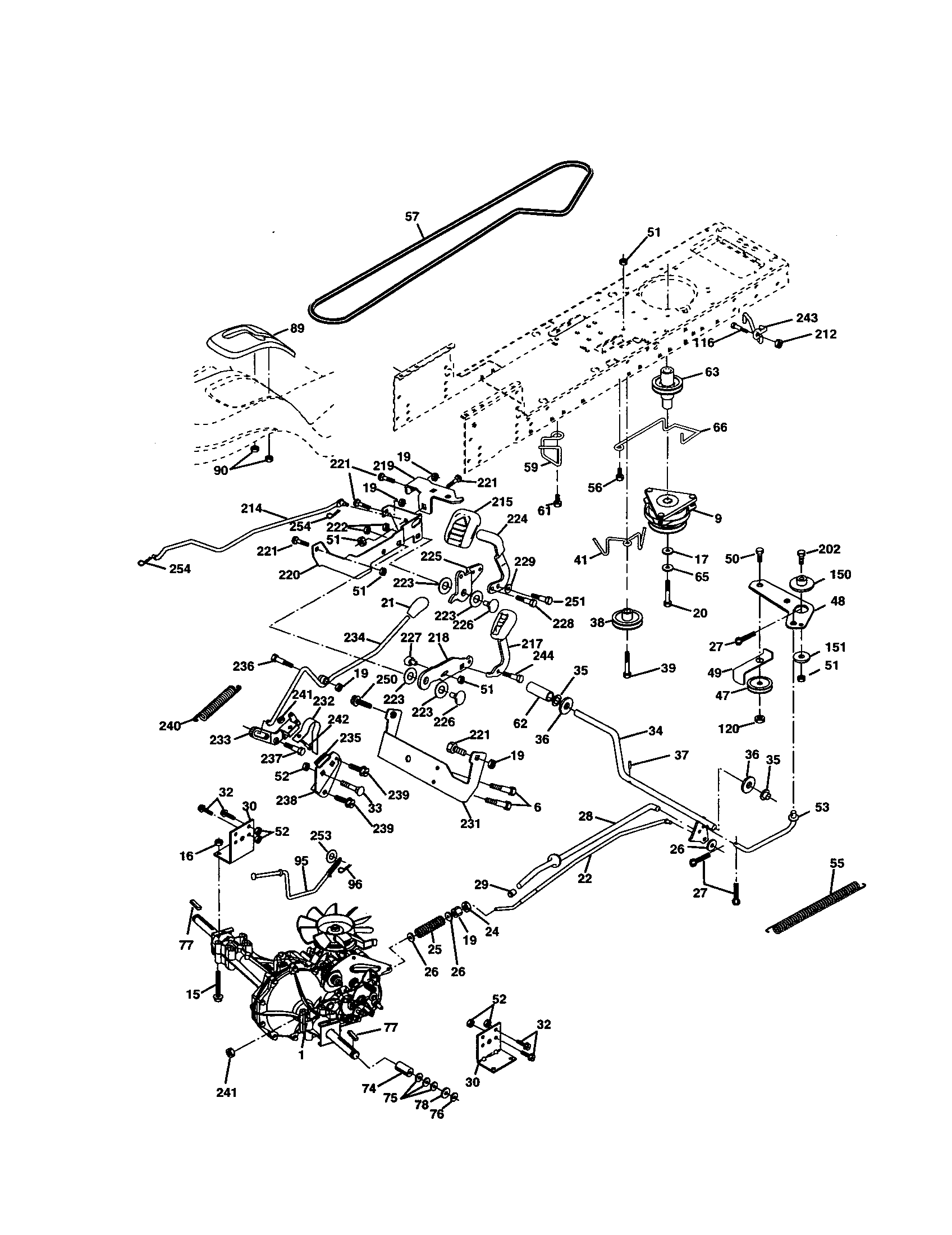 Drive Diagram and Parts List for 917277350  Craftsman Lawn Tractor