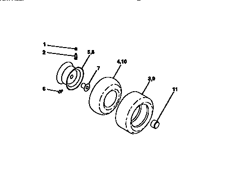 Wheels And Tires Diagram and Parts List for 917270720  Craftsman Lawn Tractor