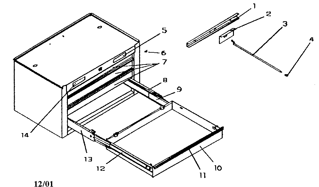 Tool Chest Diagram and Parts List for 706597010  Craftsman Tool Stand & Cart