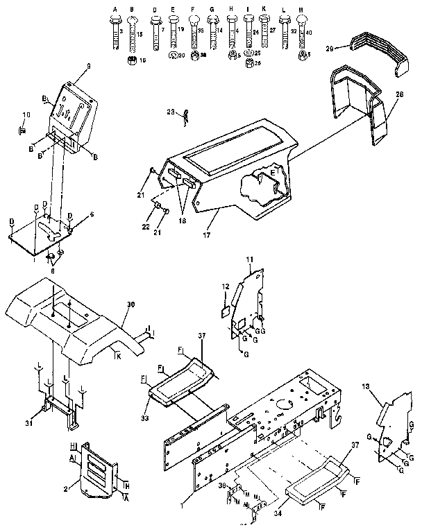 Chassis And Enclosures Diagram and Parts List for 917255573  Craftsman Lawn Tractor