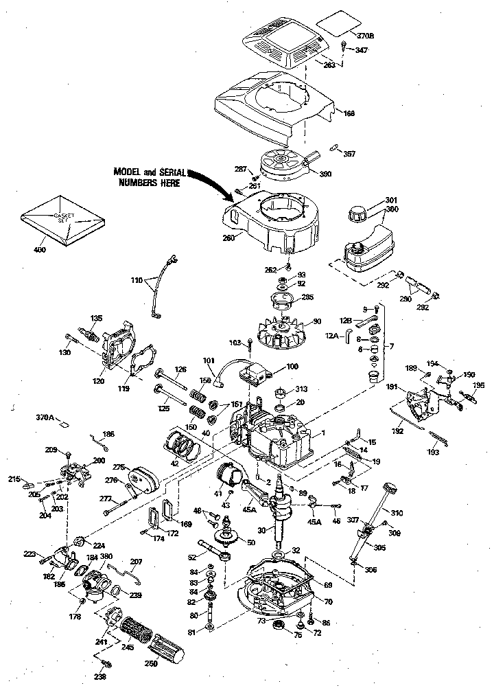 Replacement Parts Diagram and Parts List for 143404182  Craftsman Engine