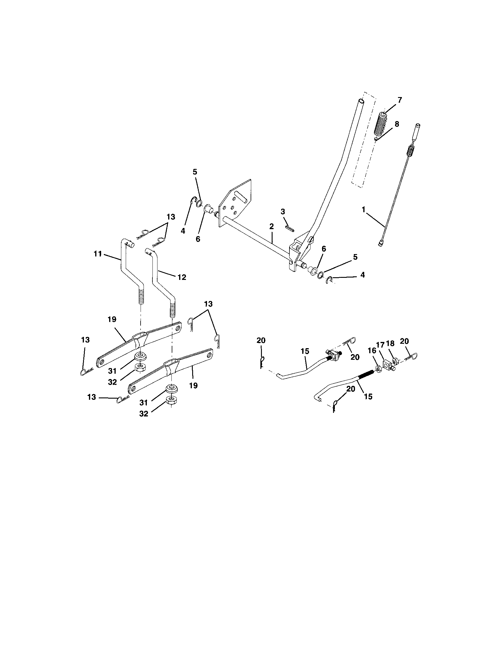 Lift Assembly Diagram and Parts List for 917273761  Craftsman Lawn Tractor