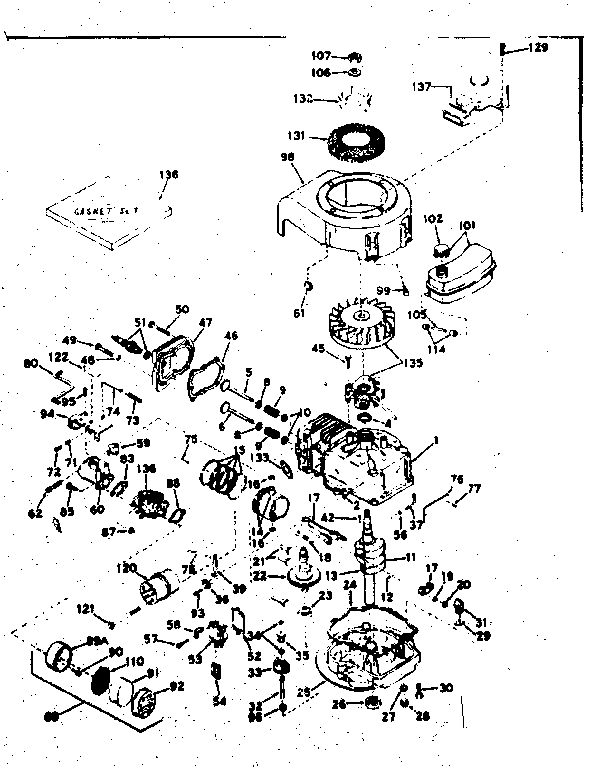 Basic Engine Diagram and Parts List for 143191012  Craftsman Engine