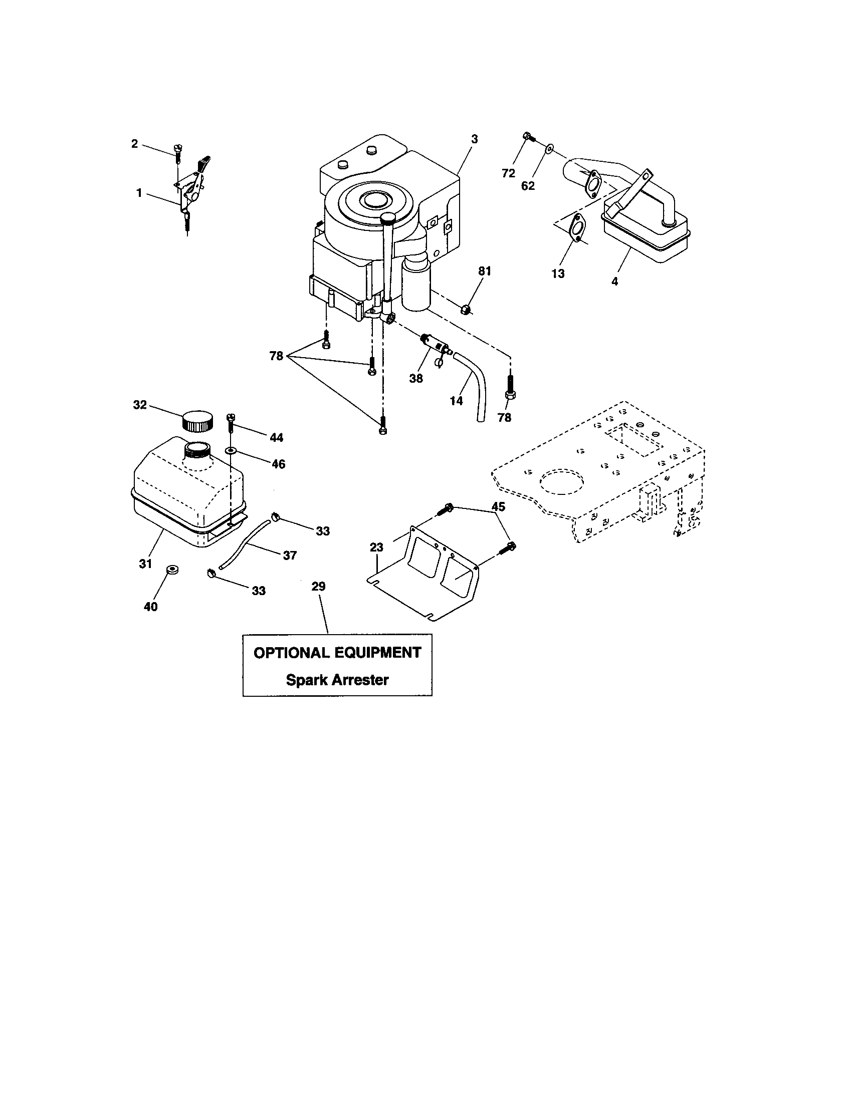 Engine Diagram and Parts List for 917277251  Craftsman Lawn Tractor