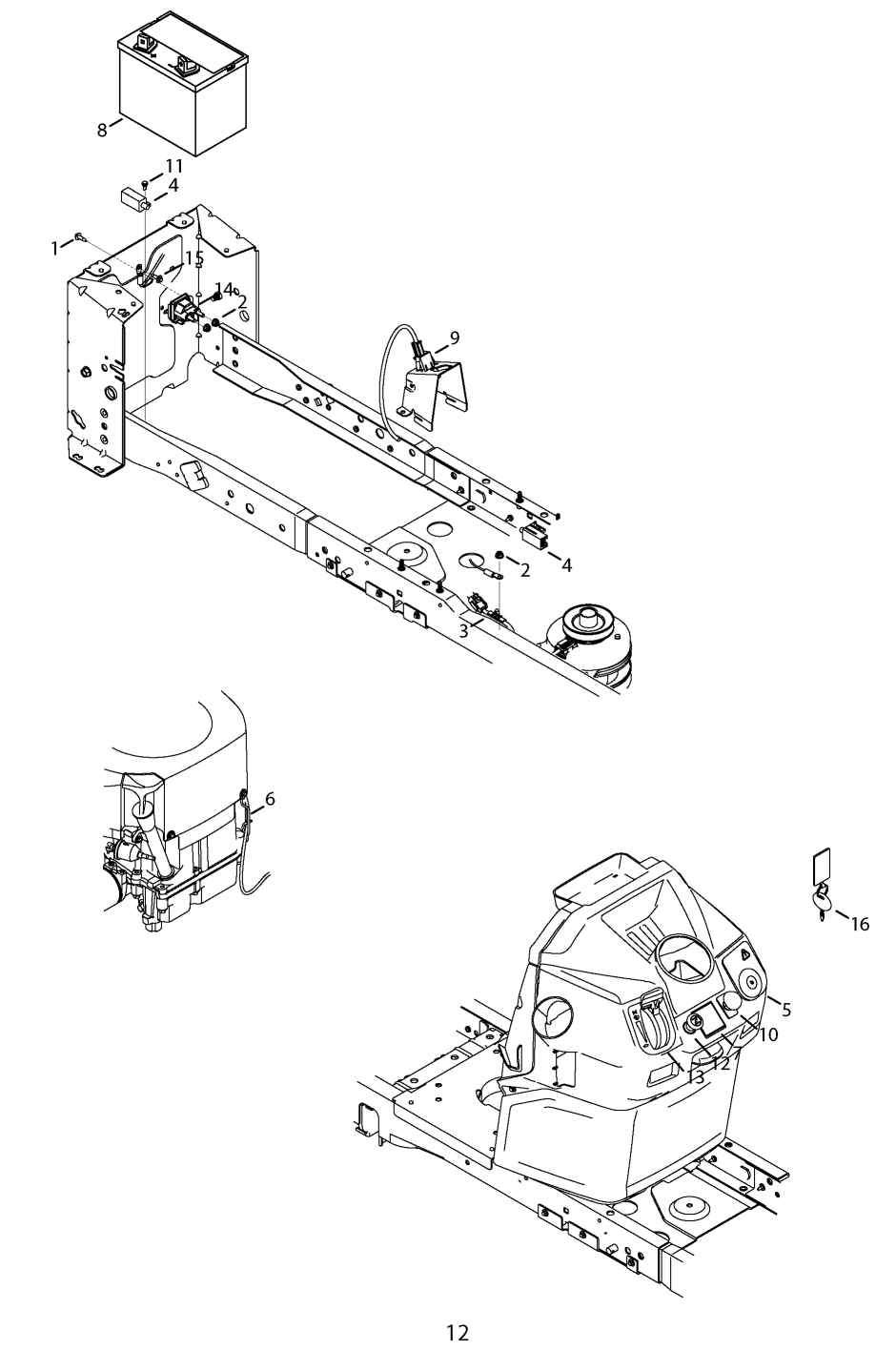 PG 12-SWITCH Diagram and Parts List for 247204470 Type 0 Craftsman Lawn Mower
