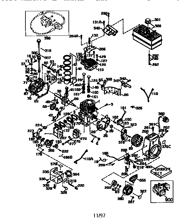 Replacement Parts Diagram and Parts List for 143981001  Craftsman Engine