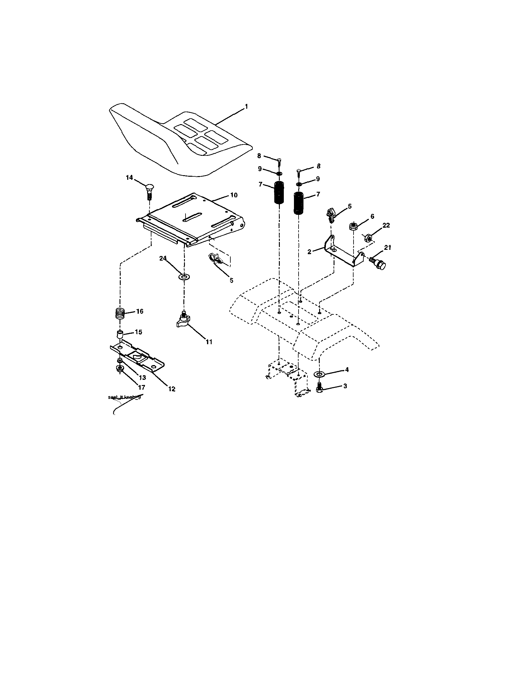 Seat Assembly Diagram and Parts List for 917272762  Craftsman Lawn Tractor
