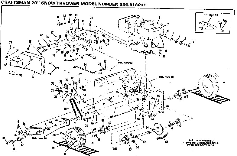 Wheel Assembly Diagram and Parts List for 536918001  Craftsman Snow Blower