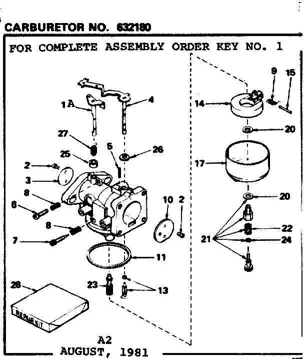 Replacement Parts Diagram and Parts List for 143730012  Craftsman Engine