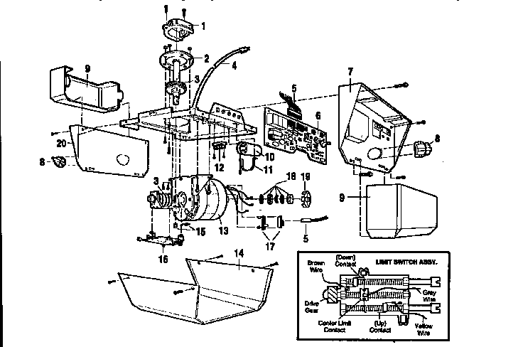 Opener Assembly Diagram and Parts List for 13953800SRT  Craftsman Garage Door Opener