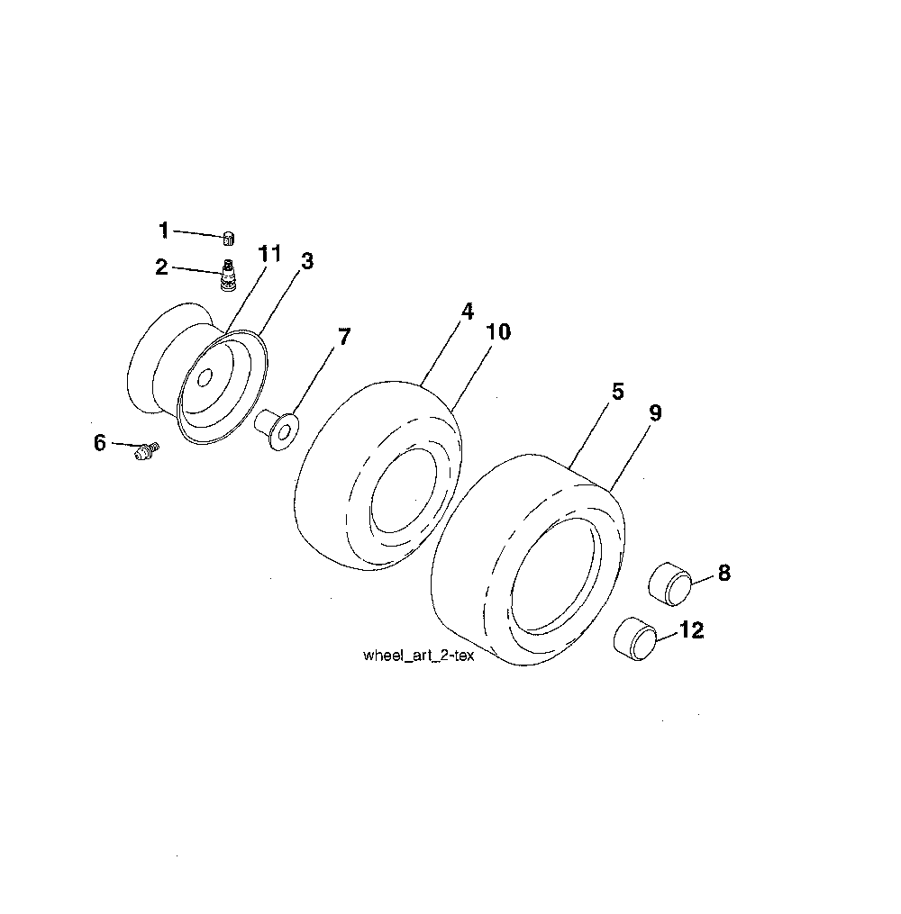 Wheels & tires Diagram and Parts List for 96042022000  Craftsman Lawn Tractor