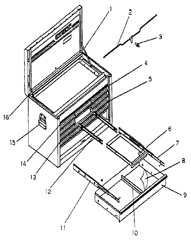 12 Drawer Extra Heavy Duty Chest Diagram and Parts List for 706651051  Craftsman Tool Stand & Cart