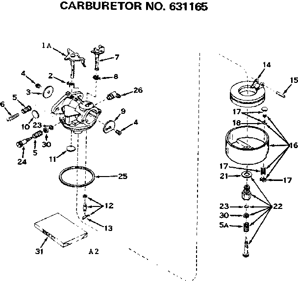 Replacement Parts Diagram and Parts List for 143216122  Craftsman Engine