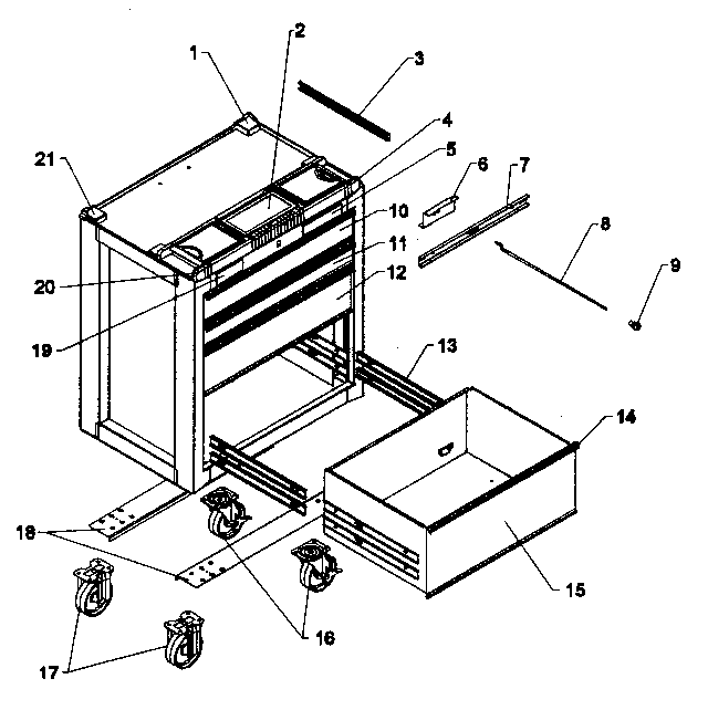 Cabinet Parts Diagram and Parts List for 70692499311-60  Craftsman Tool Stand & Cart