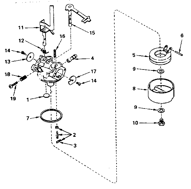 Carburetor No. 631889 Diagram and Parts List for 200243112  Craftsman Engine