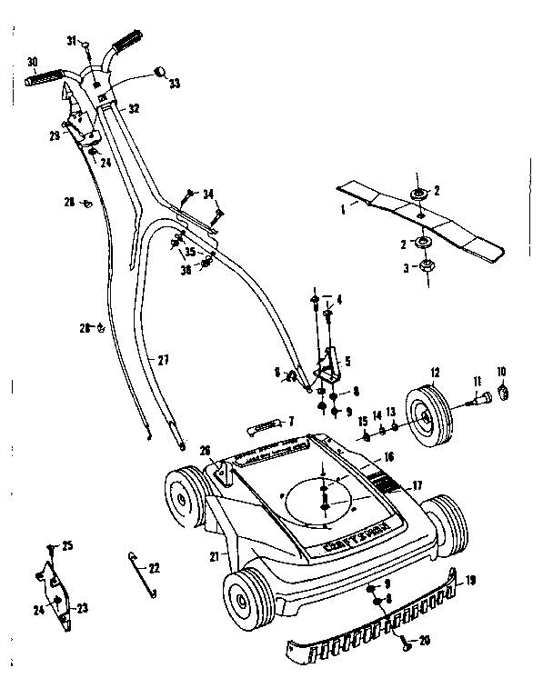Replacement Parts Diagram and Parts List for 13191101  Craftsman Lawn Mower