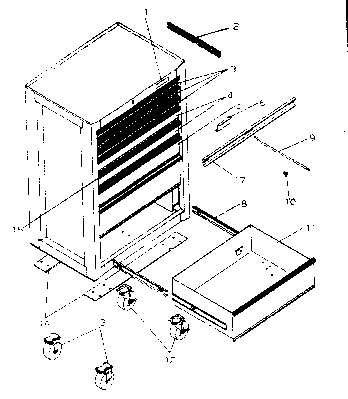 Cabinet Parts Diagram and Parts List for 706599092  Craftsman Tool Stand & Cart
