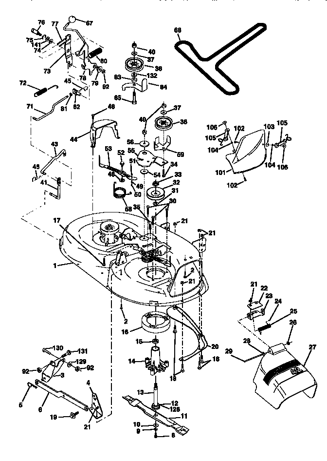 Mower Deck Diagram and Parts List for 917270631  Craftsman Lawn Tractor