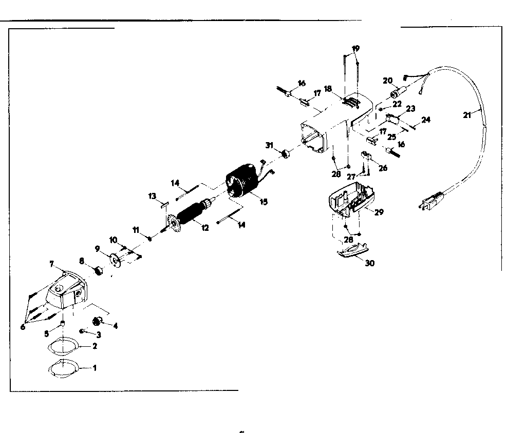 Motor Assembly Diagram and Parts List for 31511590  Craftsman Grinder