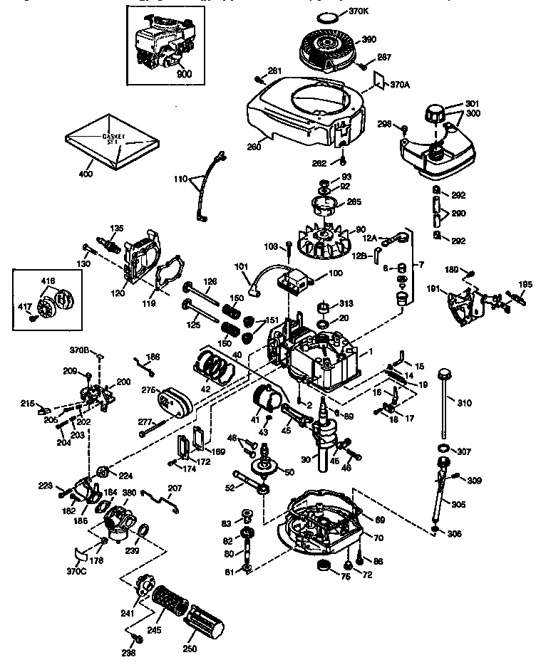 Replacement Parts Diagram and Parts List for 143975014  Craftsman Engine
