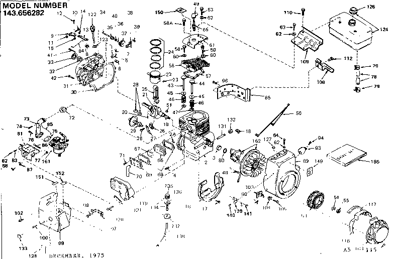 Engine Diagram and Parts List for 143656282  Craftsman Engine