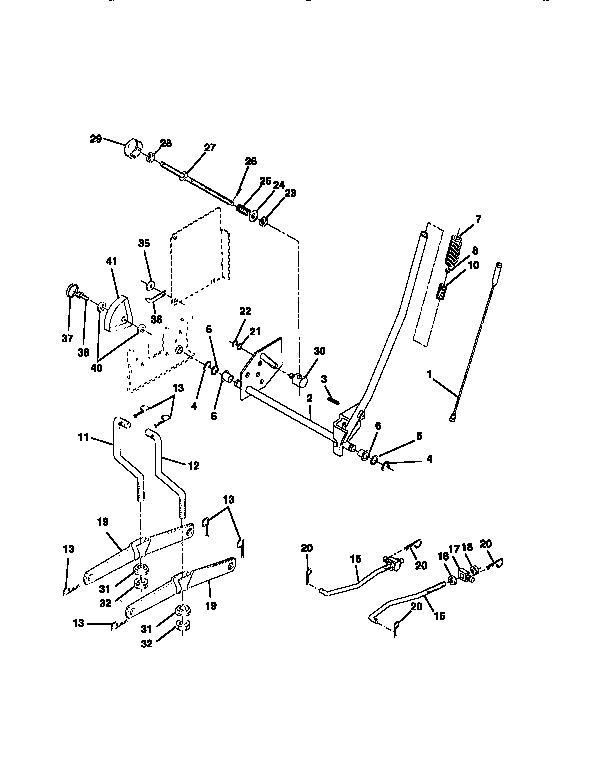 Mower Lift Diagram and Parts List for 917256590  Craftsman Lawn Tractor