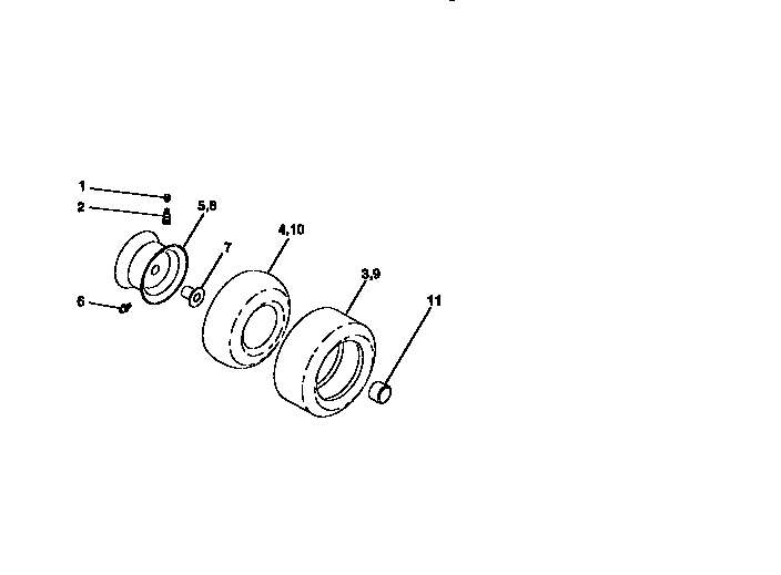 Wheels And Tires Diagram and Parts List for 917256590  Craftsman Lawn Tractor