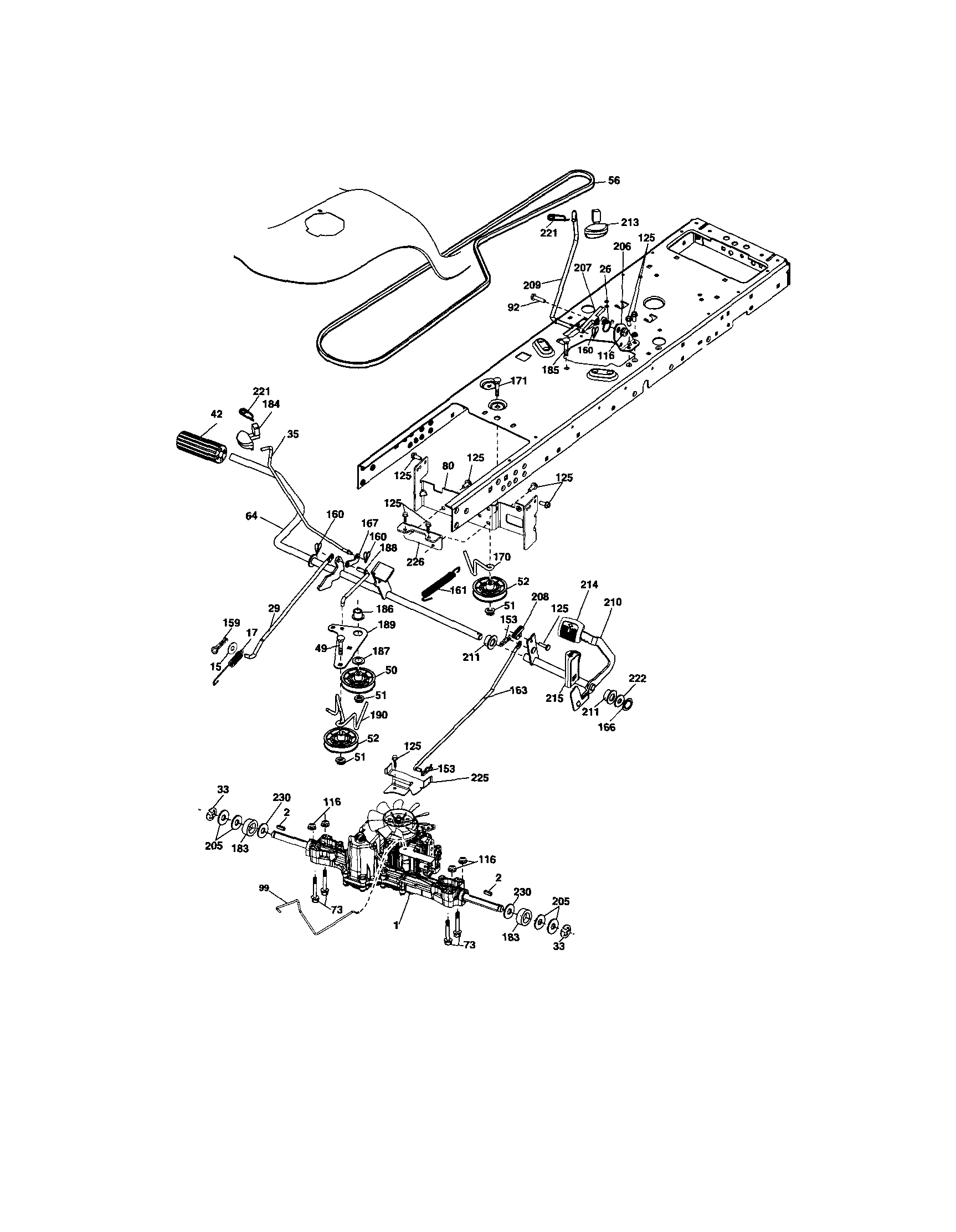 Ground Drive Diagram and Parts List for 917287242  Craftsman Lawn Tractor