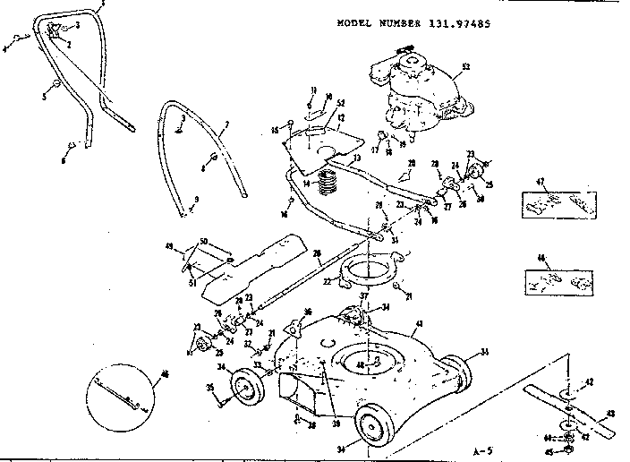 Replacement Parts Diagram and Parts List for 13197485  Craftsman Lawn Mower