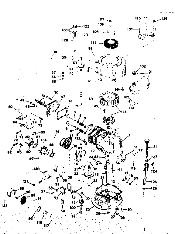 Basic Engine Diagram and Parts List for 143194132  Craftsman Engine