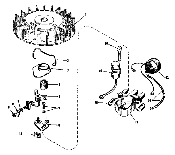 Magneto Diagram and Parts List for 143524021  Craftsman Engine