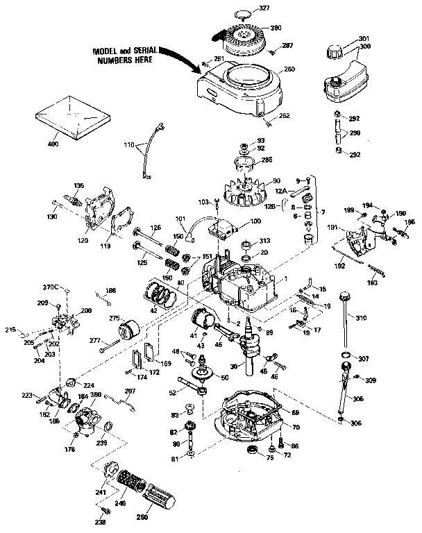 Replacement Parts Diagram and Parts List for 143434182  Craftsman Engine
